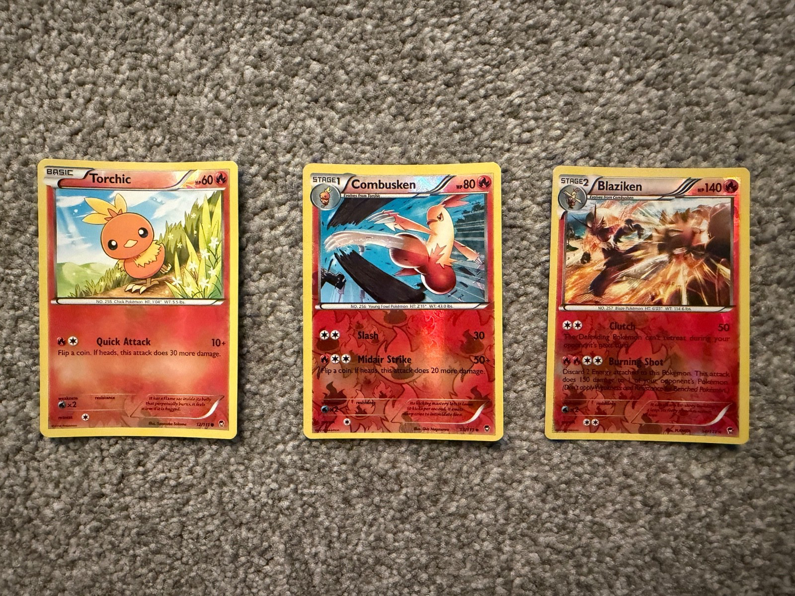 Pokemon Torchic 12/111 Combusken 13/111 Blaziken 14/111 Reverse Holo - Card Lot