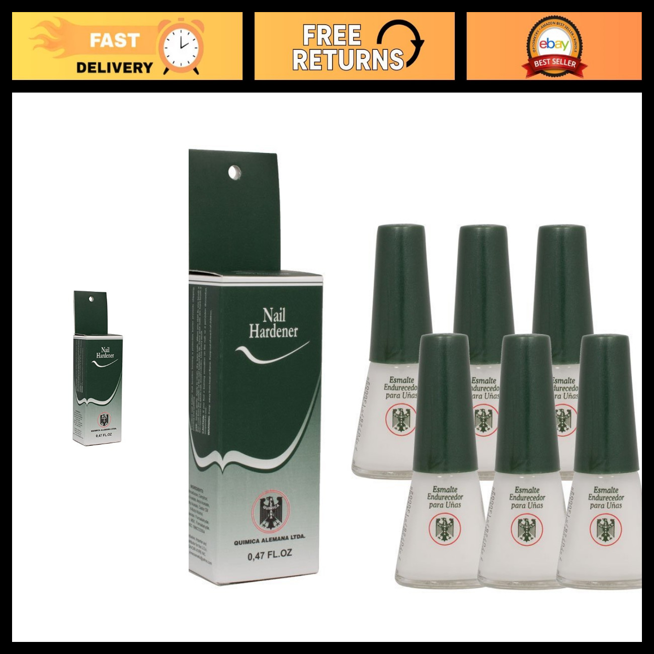 6 Bottles Quimica Alemana Nail Hardener Strengthener Polish Treatment 0.47 oz