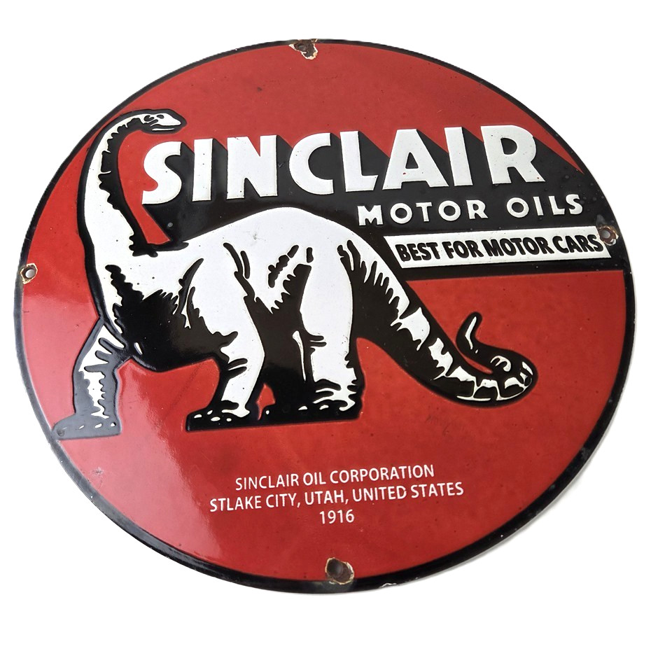 Vintage Sinclair Gasoline Sign - Motor Oils For Cars Gas Pump Porcelain Sign Vintage Sinclair Gasoline Sign - Motor Oils For Cars Gas Pump Porcelain Sign