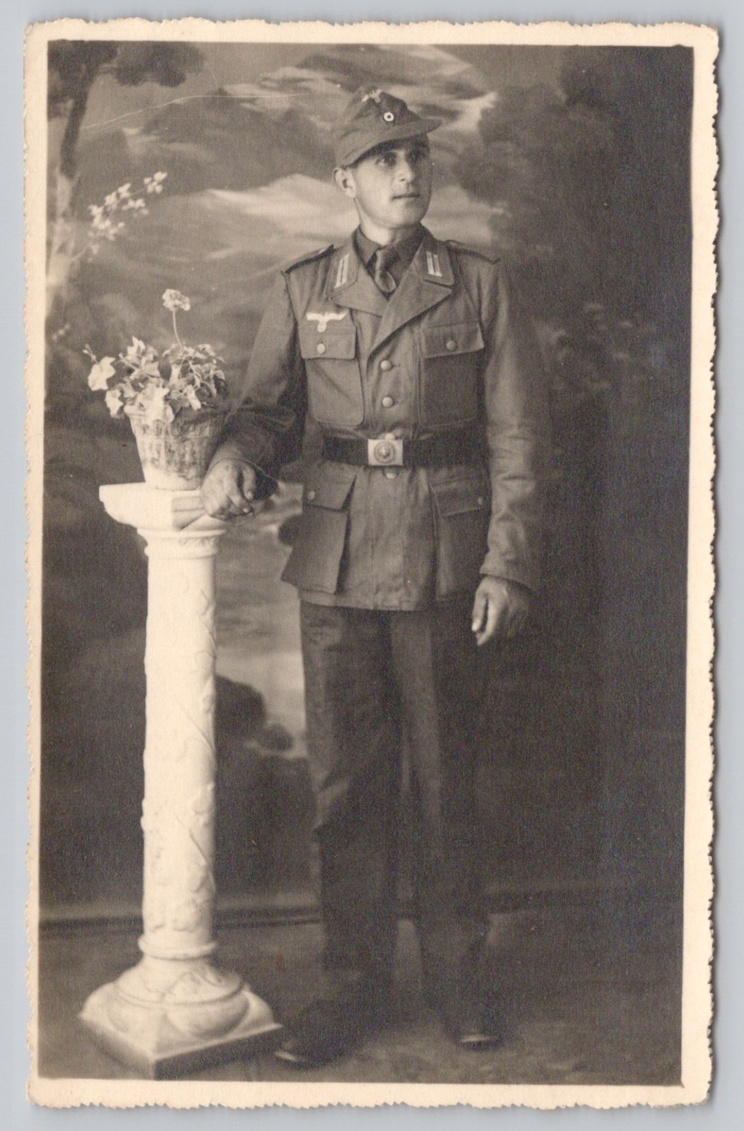 WWII German Wehrmacht Heer Tropical Uniform Soldier Italy Studio RPPC Photo