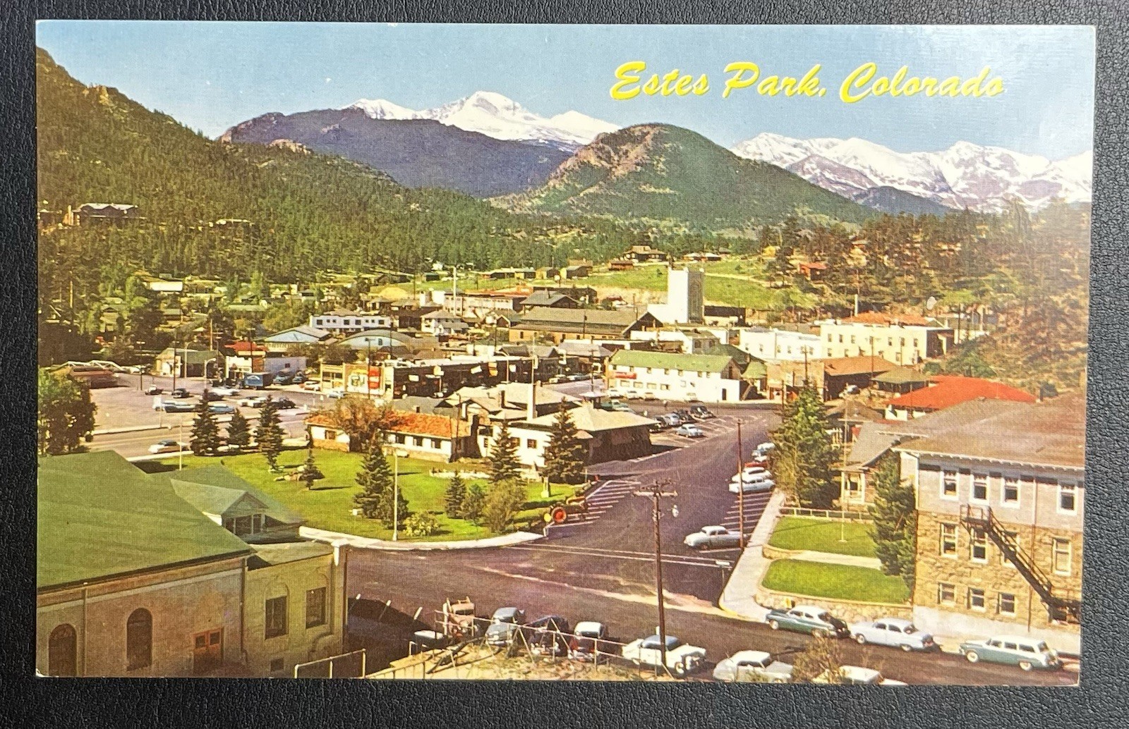 Estes Park Colorado Birdseye View c1950s-60s Postcard Photo Ted Lois Matthews