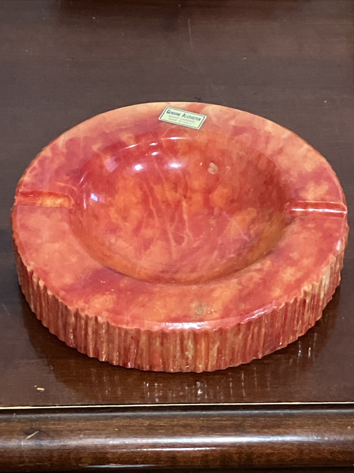 Vintage Romano Bianchi Style Red Alabaster Ashtray Hand Carved Italy MCM 1970s Vintage Romano Bianchi Style Red Alabaster Ashtray Hand Carved Italy MCM 1970s