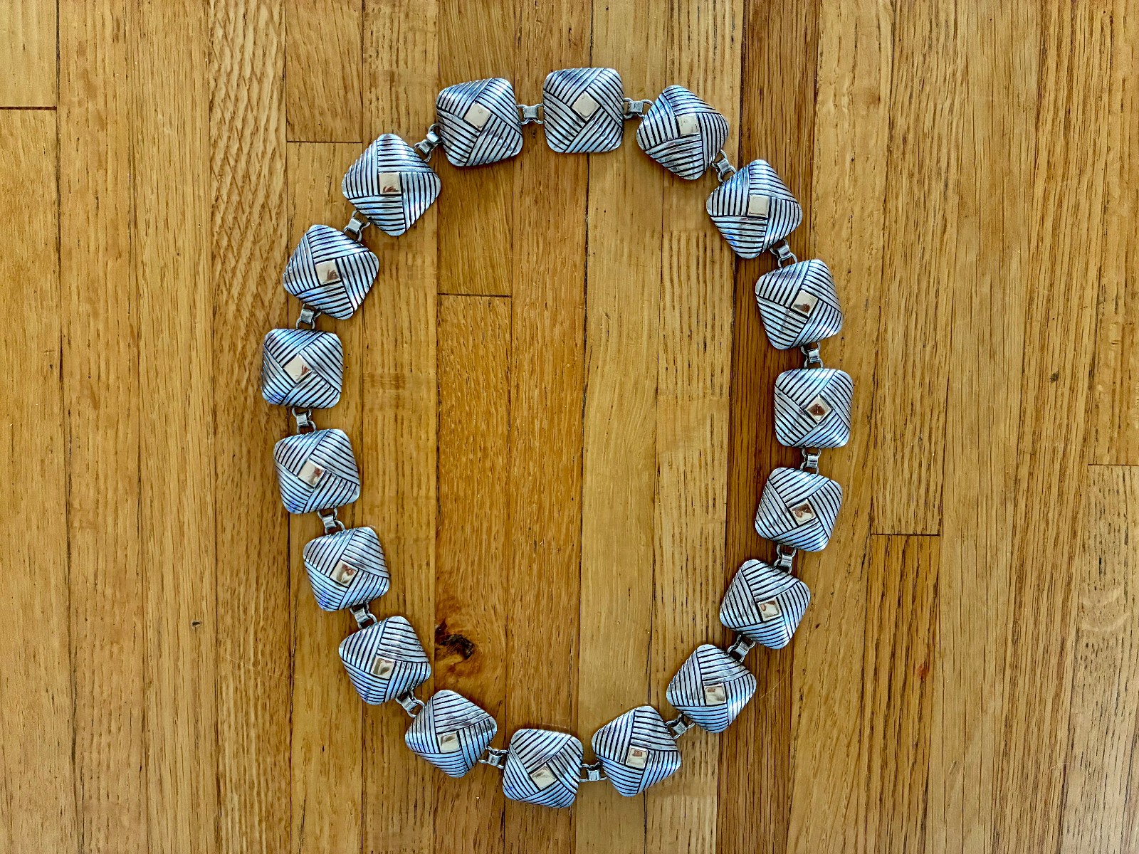 Stunning Vtg Leonard Schmallie Sterling and 14K Gold Signed Link Necklace Stunning Vtg Leonard Schmallie Sterling and 14K Gold Signed Link Necklace