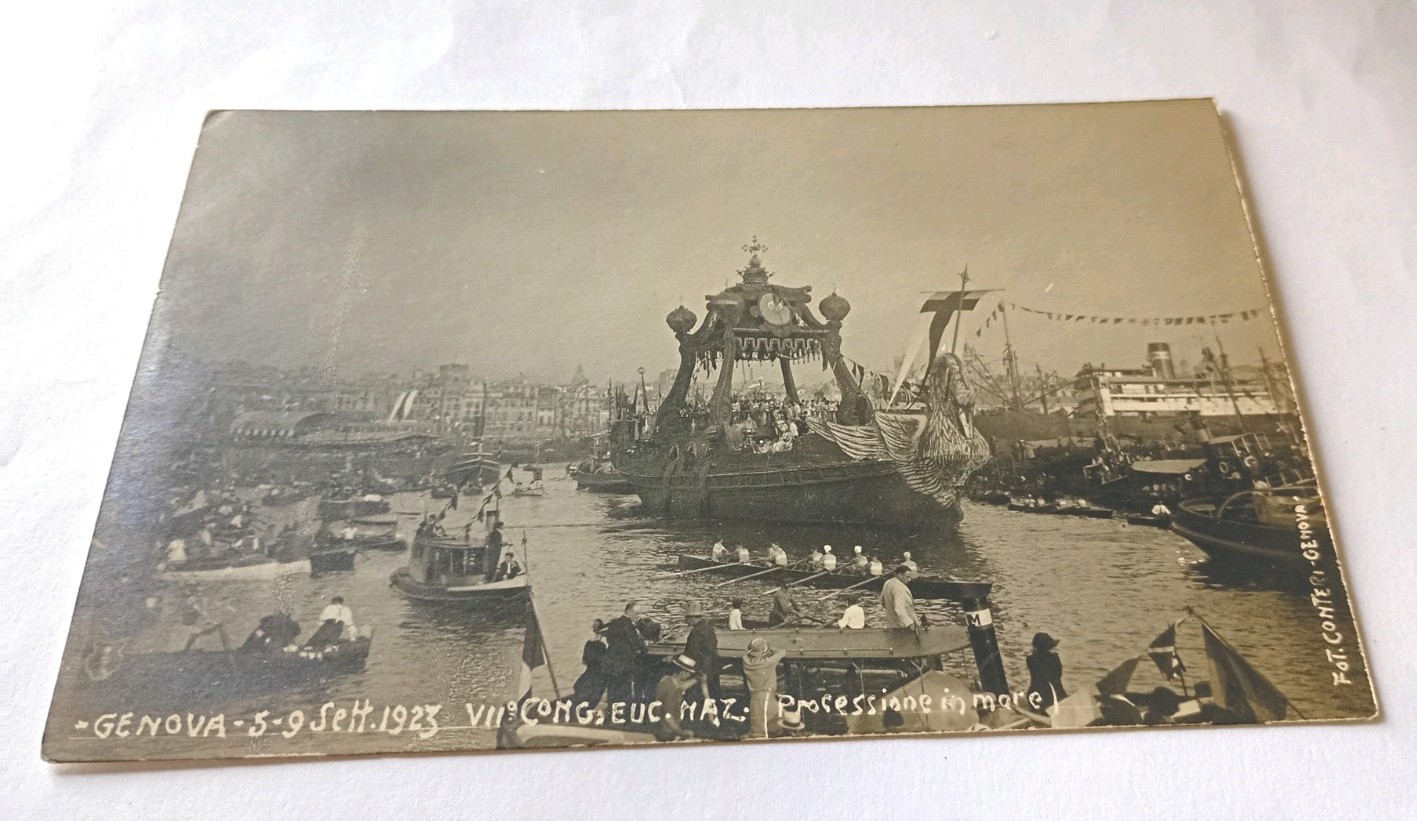 Postcard Genoa Sea Procession Animated Photographic 1923