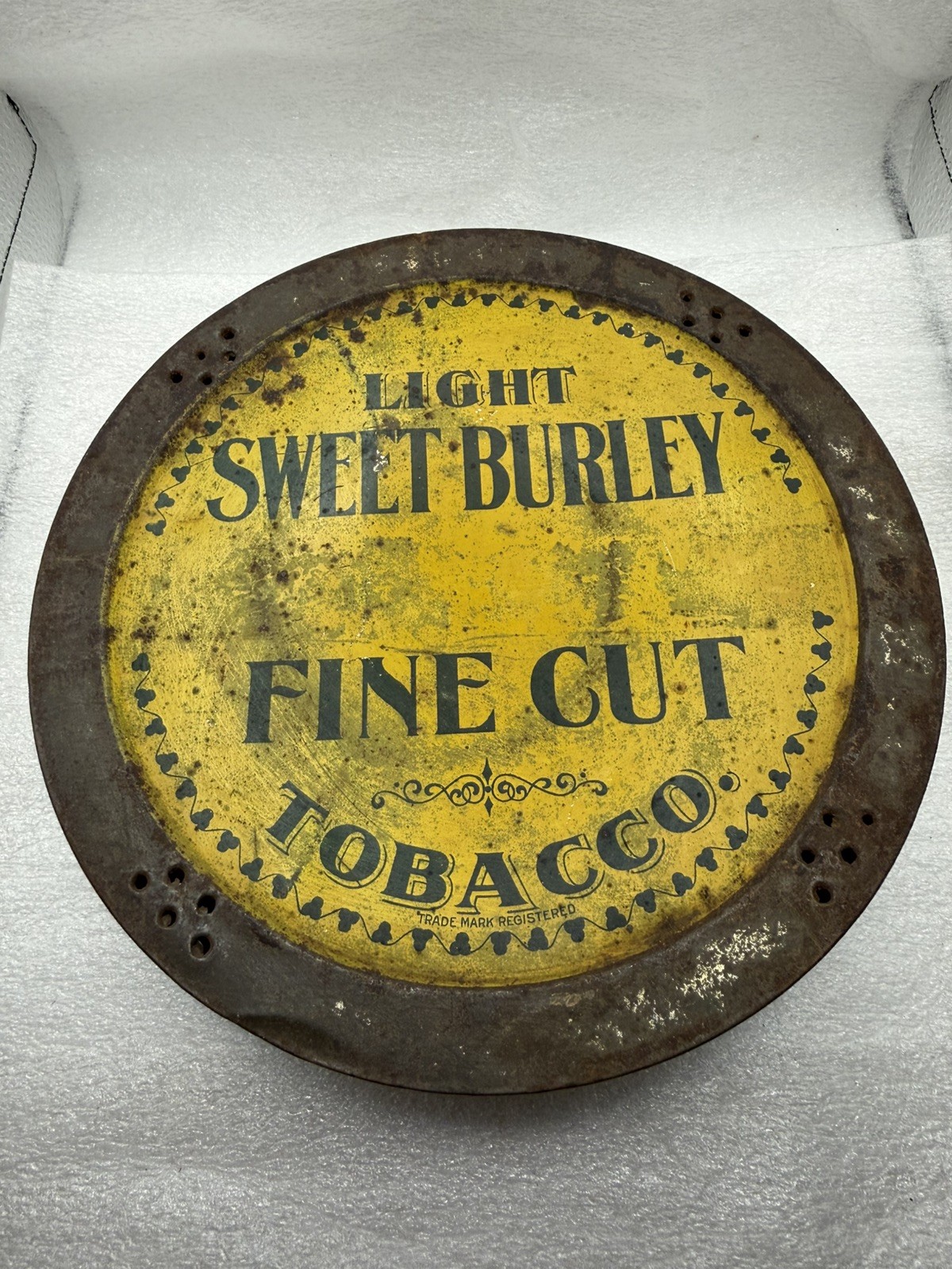 Large 1910s Light Sweet Burley Round Tobacco Tin Advertising