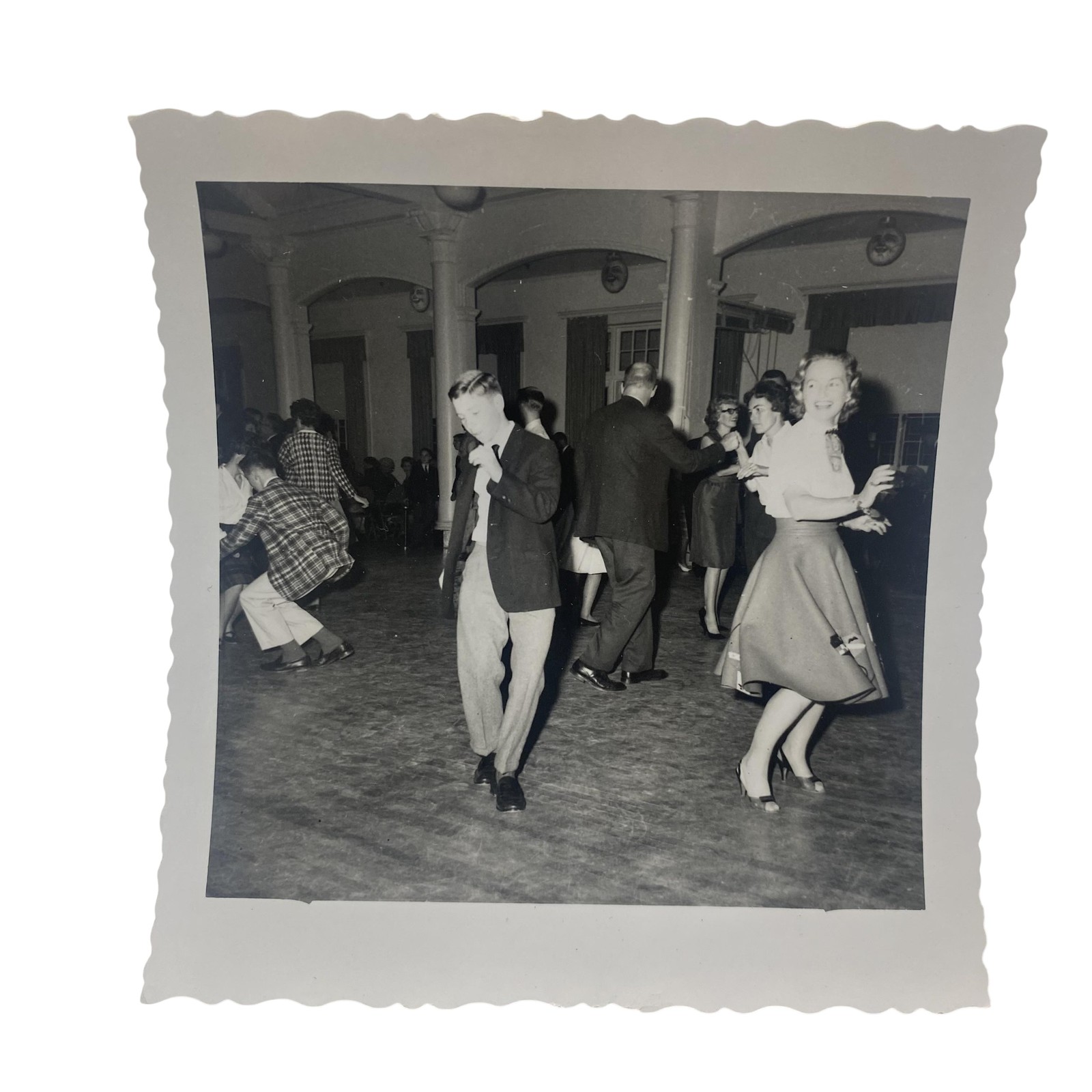 Vintage 1950s Dance Hall Couples Dancing Photo 3.5x3.75 B&W Gelatin Original