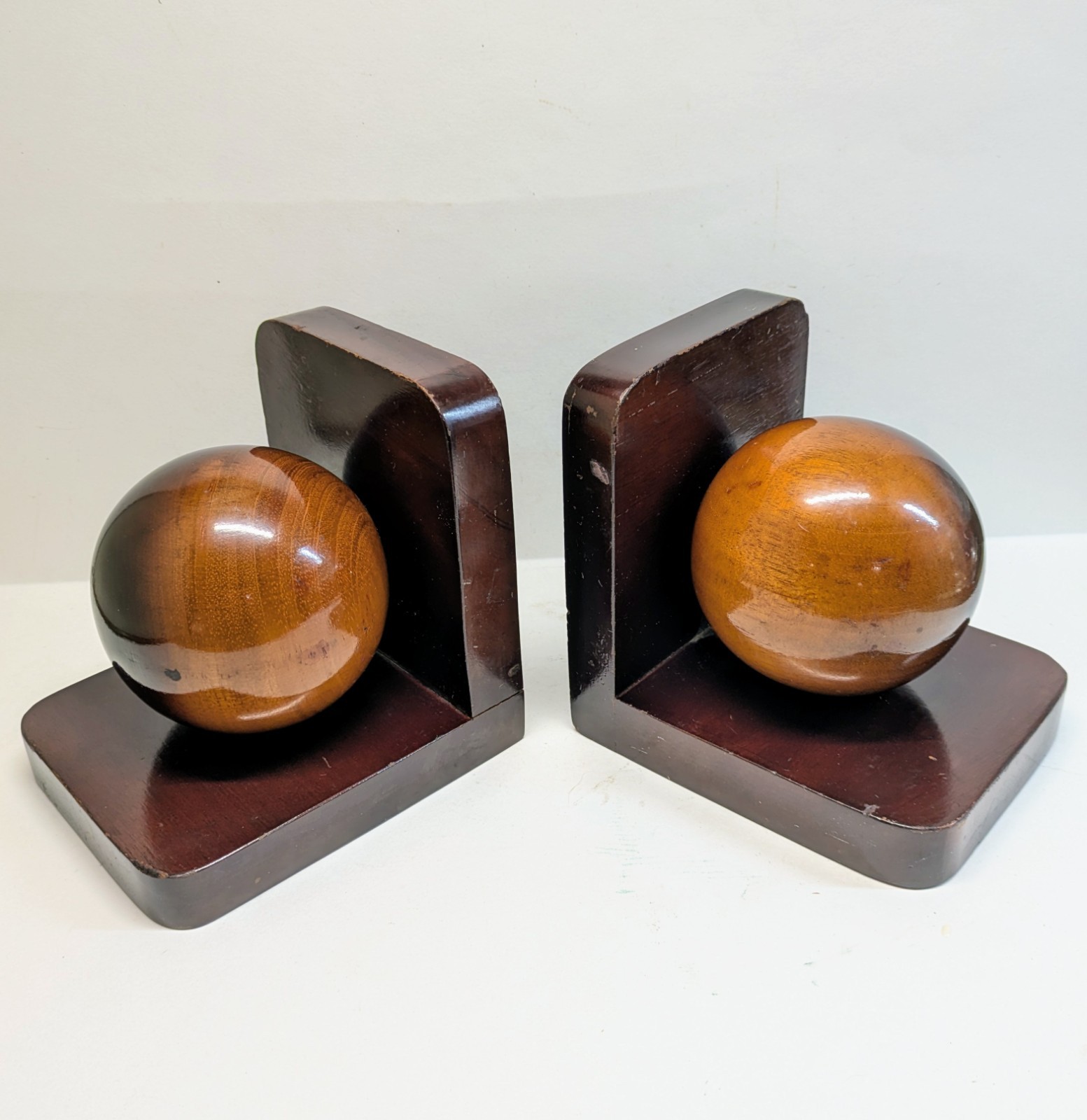 MCM 1960s West Indies Mahogany Spherical Bookends