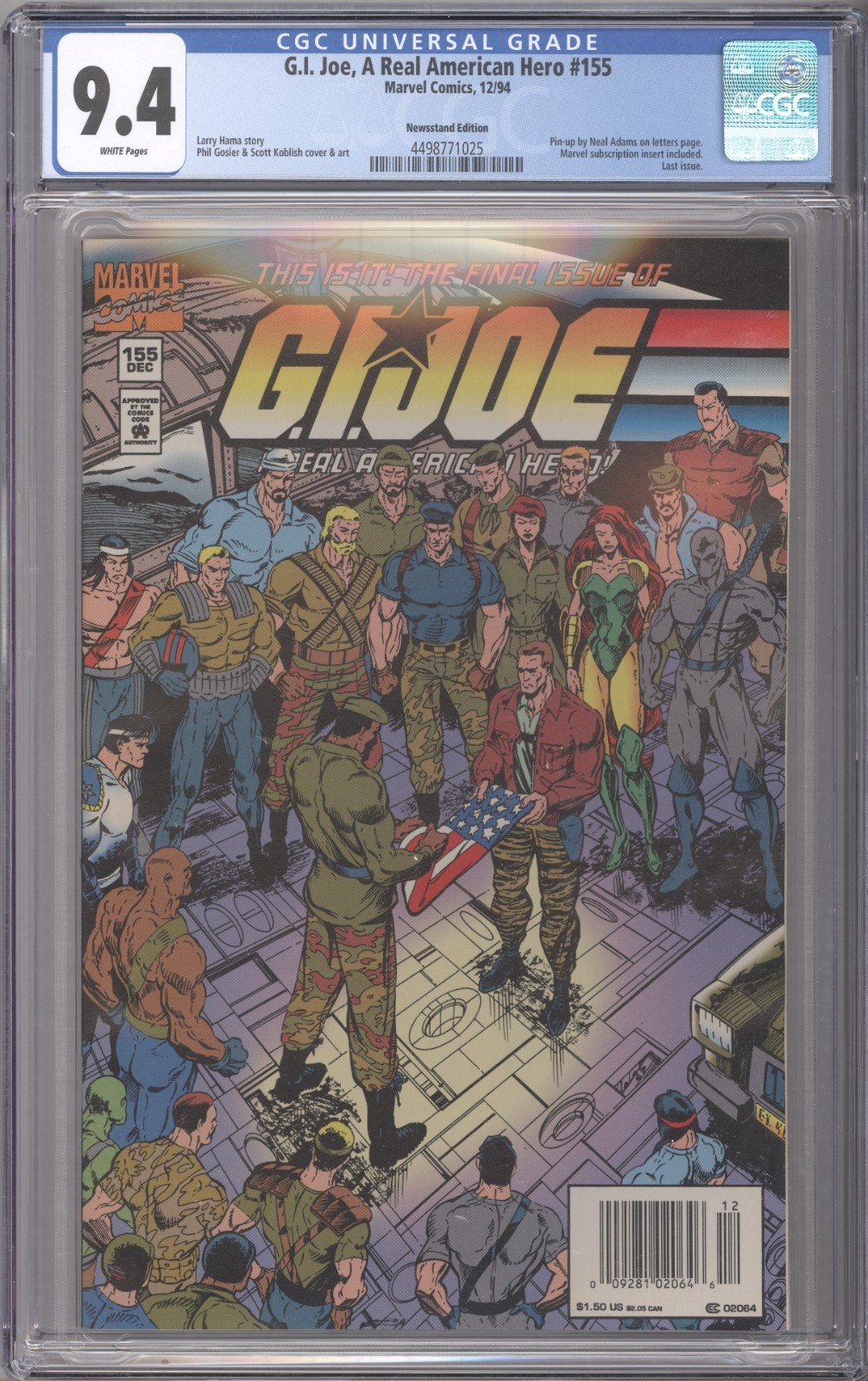G.I. Joe #155 ~ CGC 9.4 ~ Last Issue ~ Newsstand Edition ~ ARAH