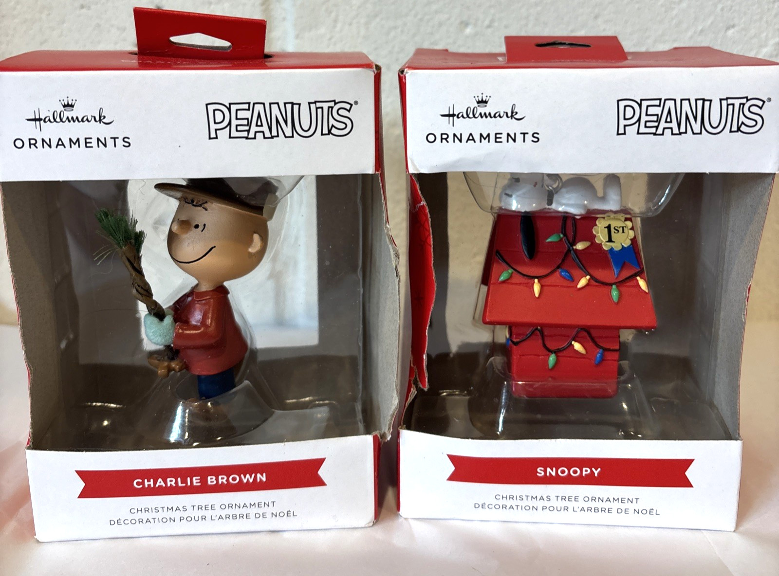 Hallmark Lot of 2 Snoopy Charlie Brown Peanuts Christmas Ornaments New