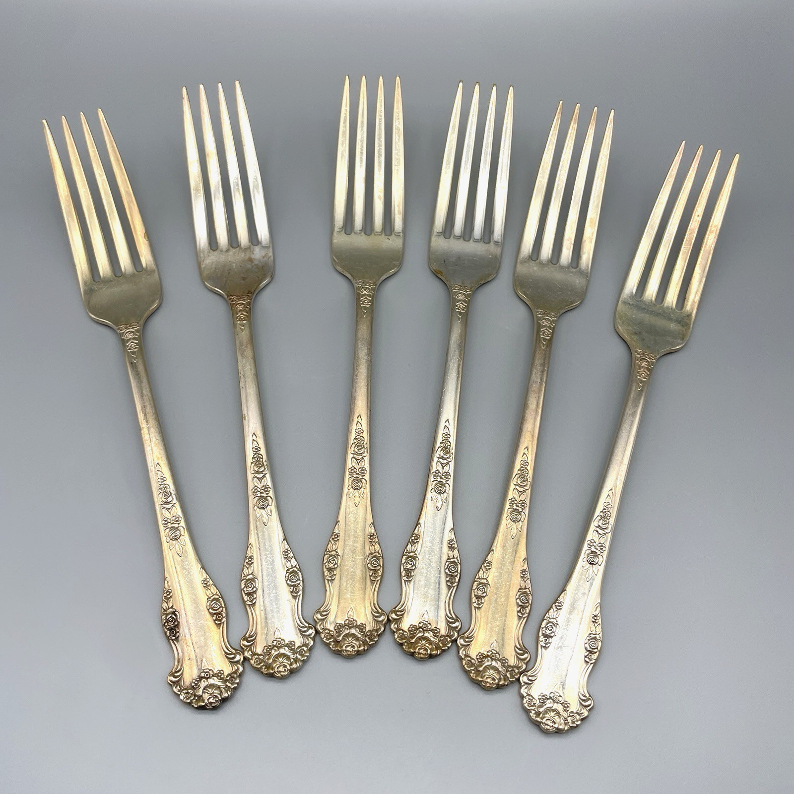 6 Vtg King Edward Holiday Silverplate Flatware Dinner Forks National Silver Co 6 Vtg King Edward Holiday Silverplate Flatware Dinner Forks National Silver Co