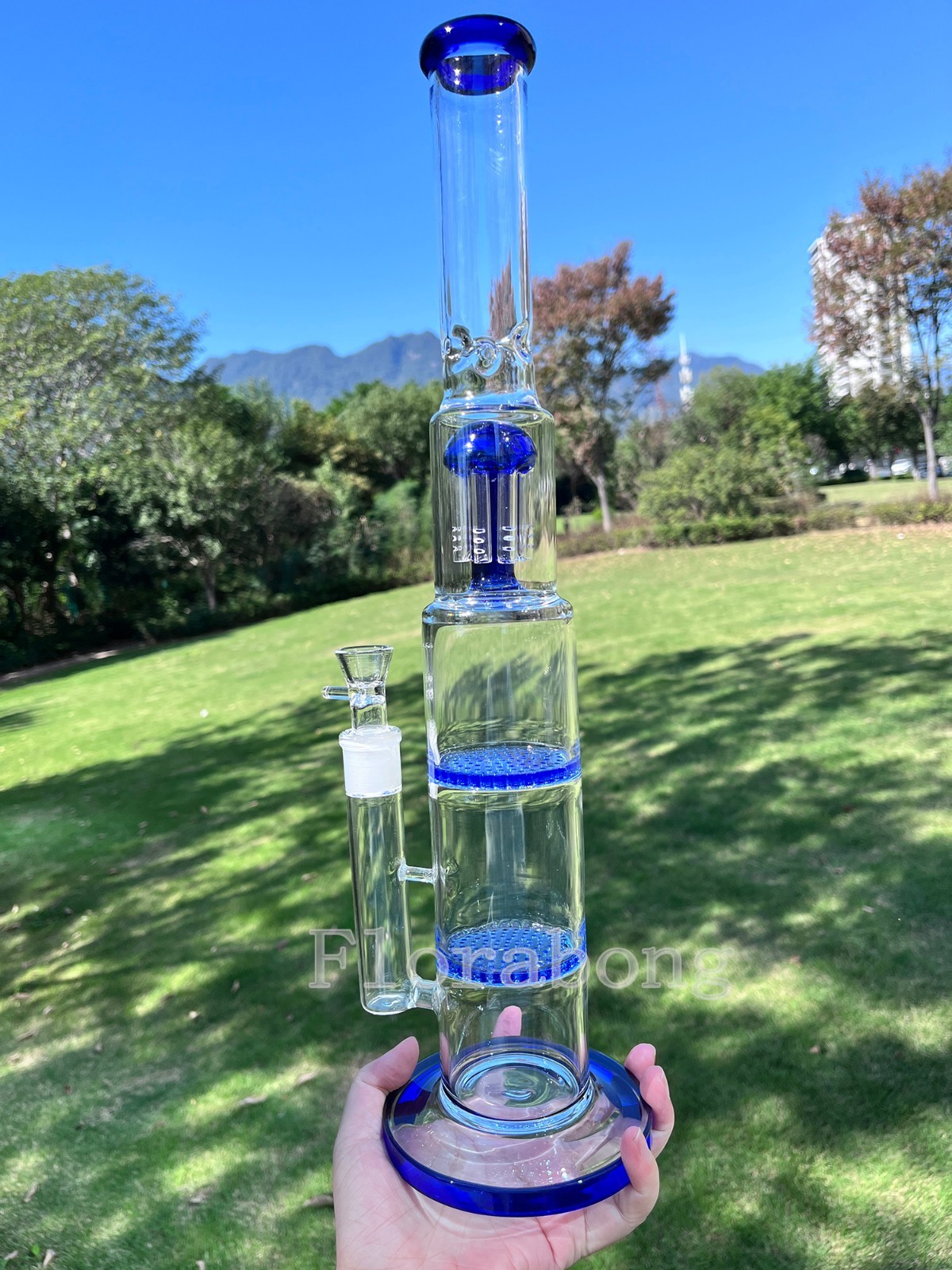 17'' Heavy Glass Bong 3 Layer Filtration Smoking Hookah Tobacco Pipe