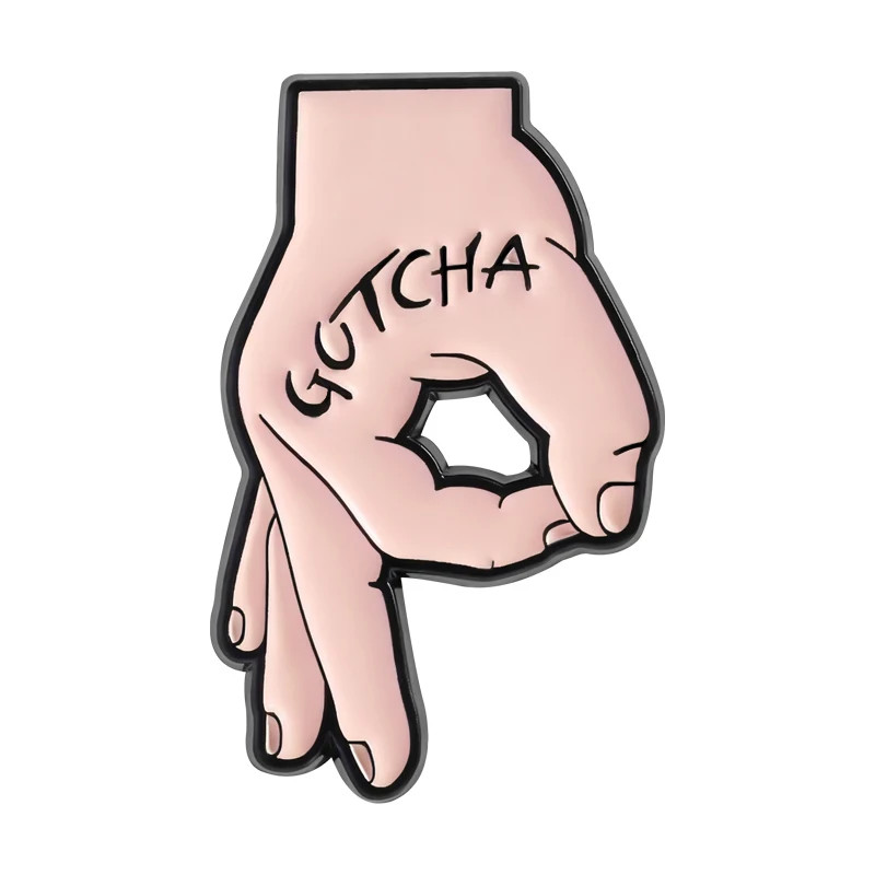GOTCHA OK Gesture Enamel Pins Brooch Creative Game Okay Gesture Brooches
