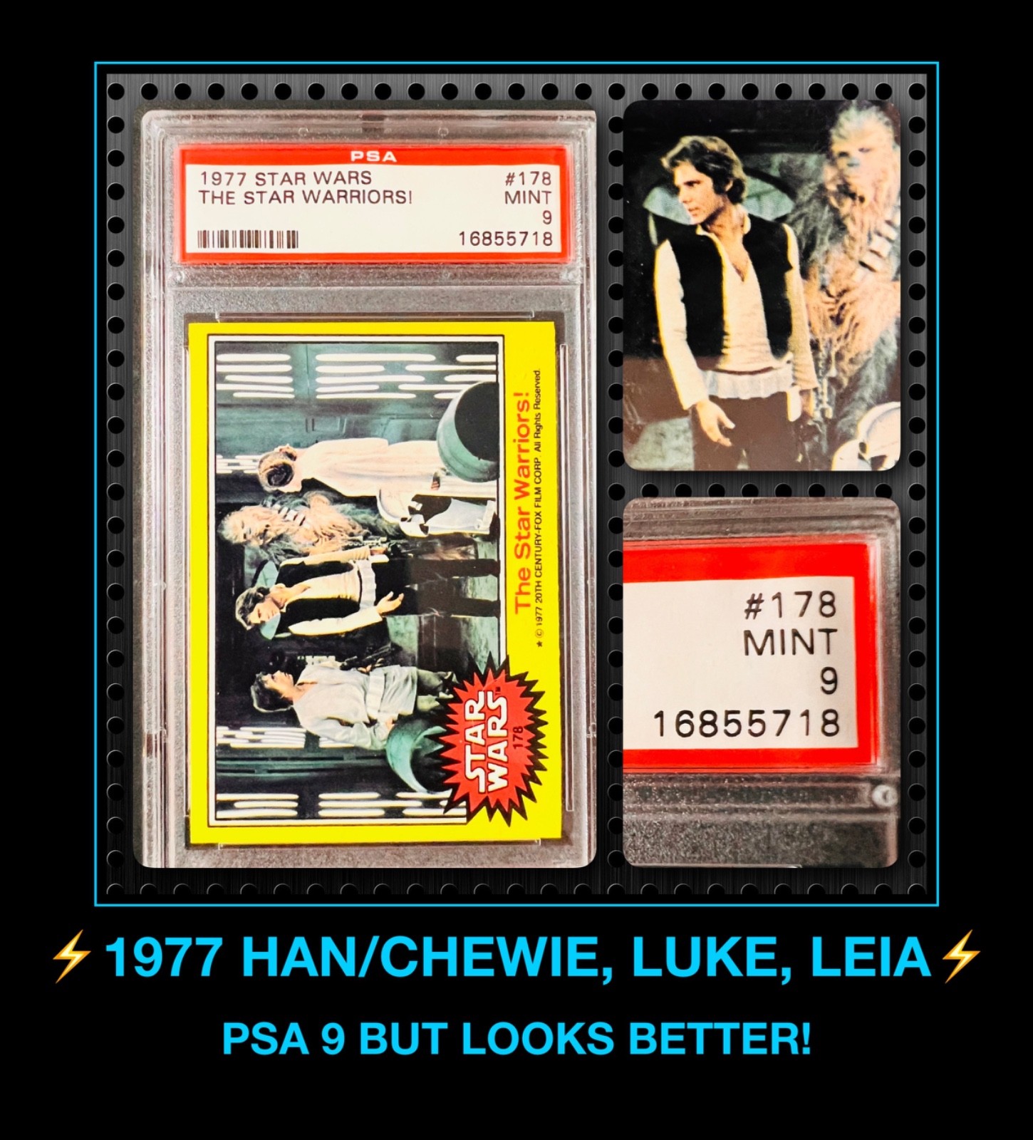 VTG Topps 1977 Orig The Star Wars WARRIORS Mark Hamill Harrison Ford MINT Psa 9