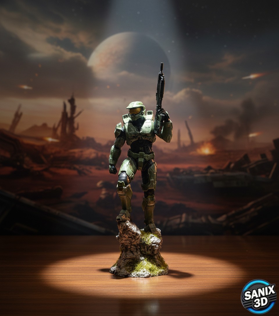 Halo Master Chief - 3D Resin Print Figure Model | Unpainted & Multi-Piece z
