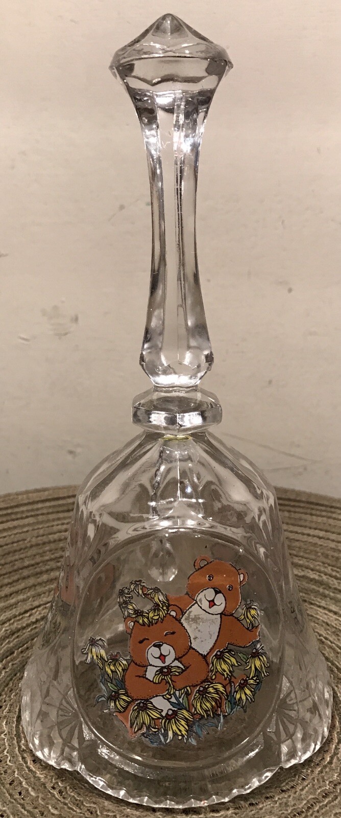 Vintage Lead Crystal Etched Teddy Bears Bell 8 Vintage Lead Crystal Etched Teddy Bears Bell 8