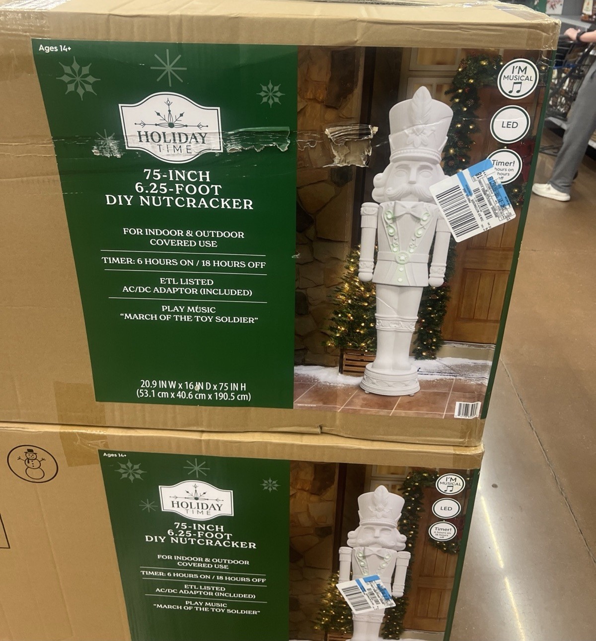 Holiday Time 6 FT Giant Nutcracker Blow Mold Paint It Yourself Light Up Animated