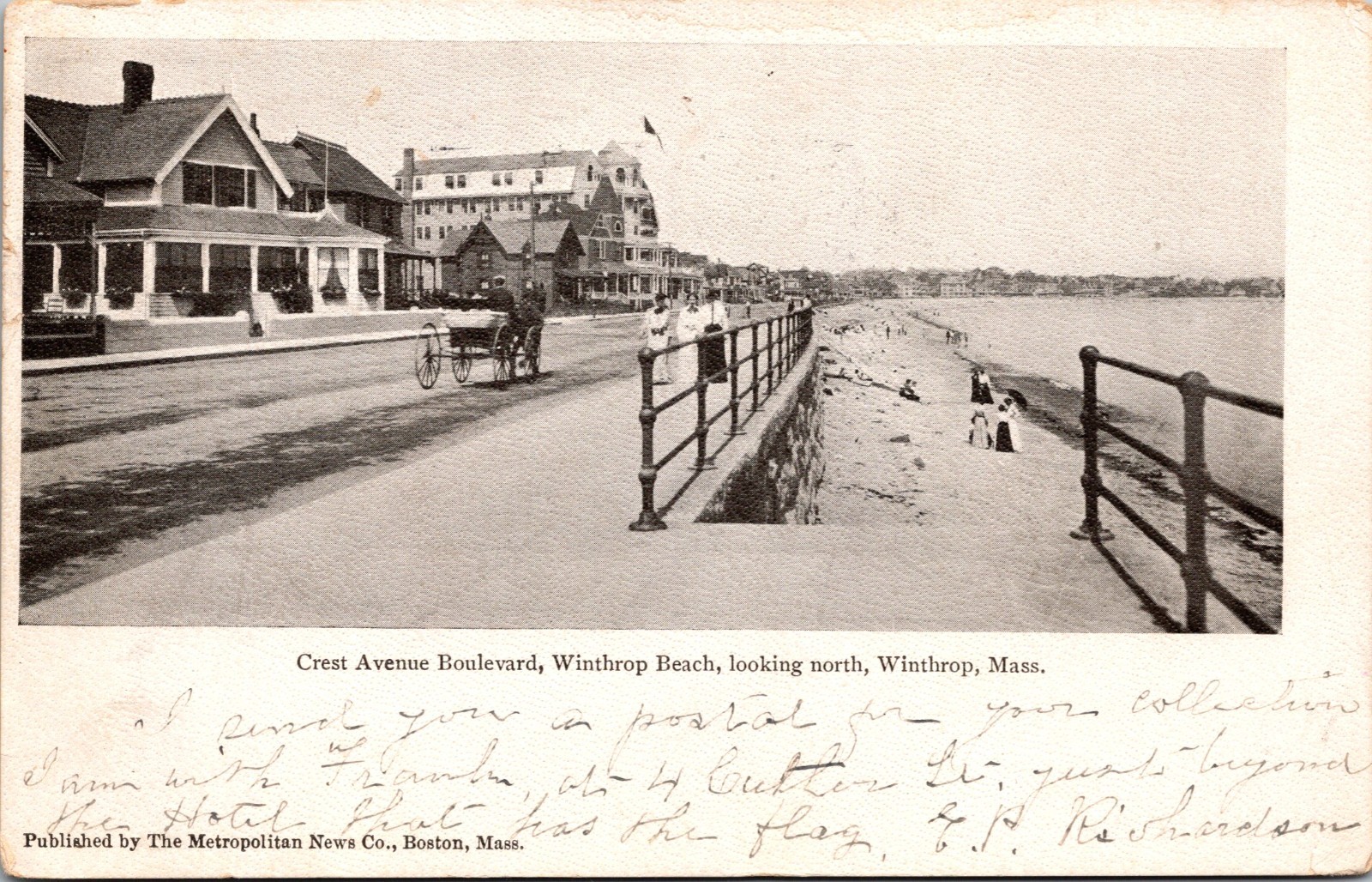 Massachusetts Winthrop Crest Avenue Beach Postcard Posted c1905