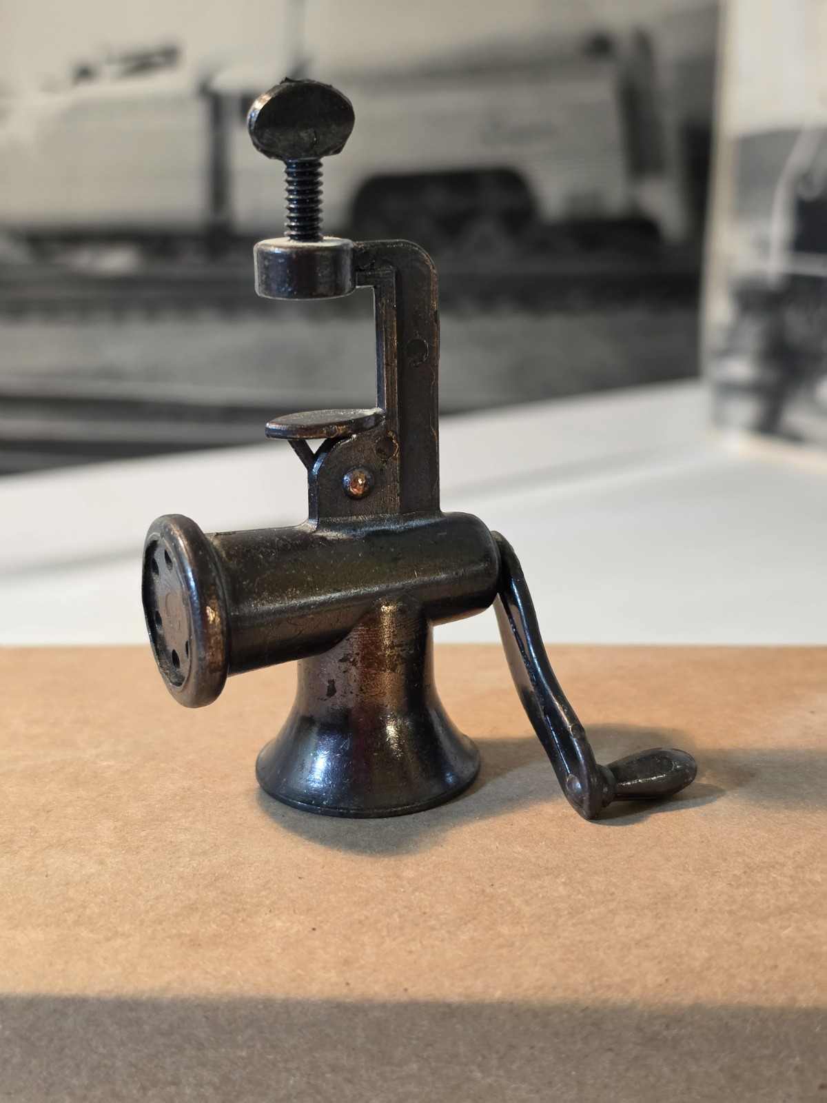 Vintage Miniature Kitchen Meat Grinder Die Cast Metal Pencil Sharpener Dollhouse