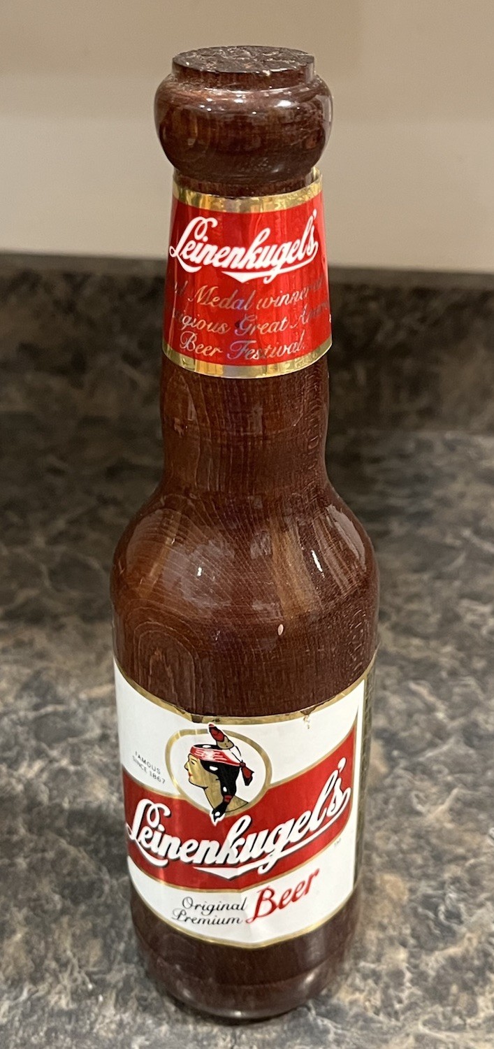 Damaged Leinenkugel's Leinie's Wood Bottle Beer Tap Handle Leinenkugel Brewing