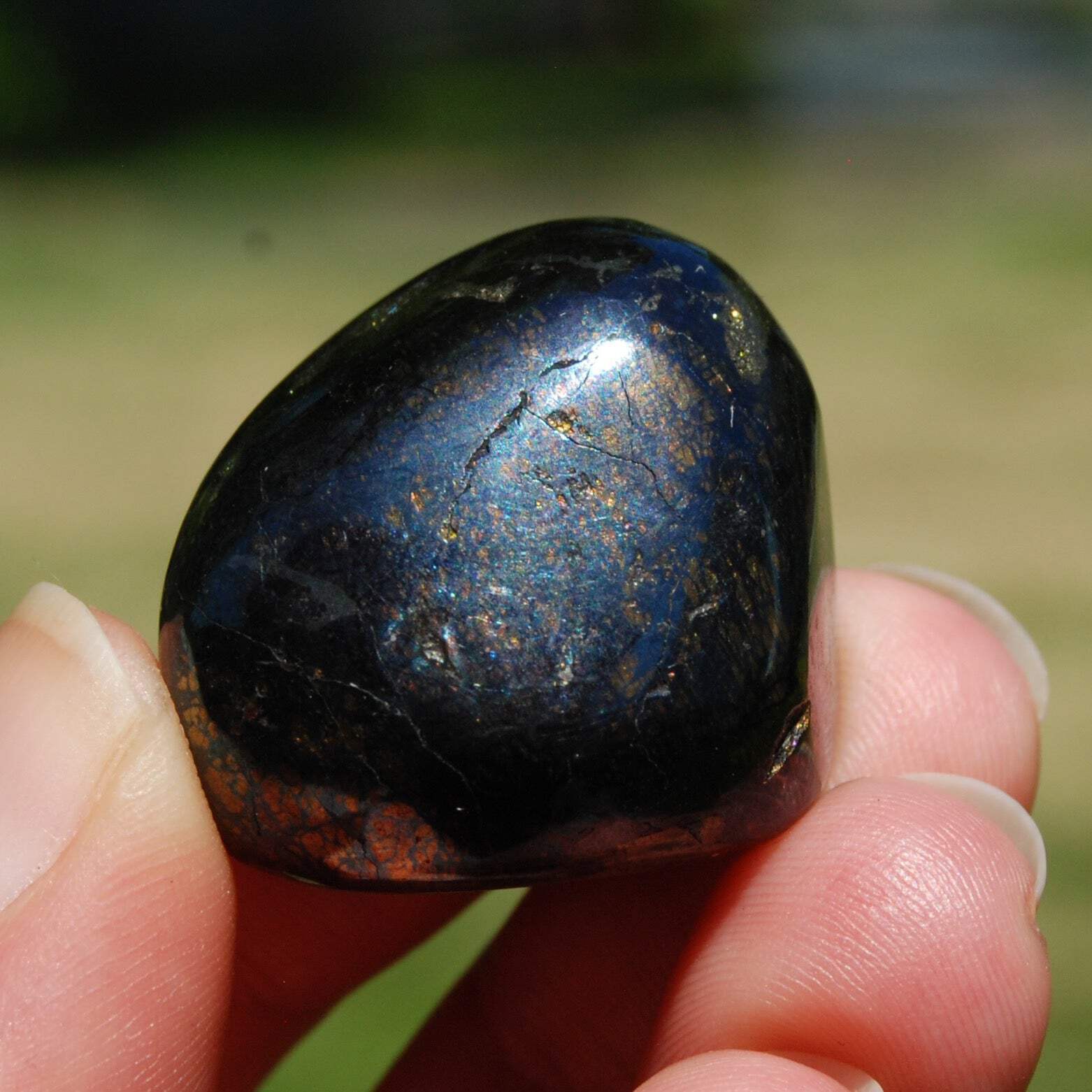 1.2in 42g RARE Covellite Crystal Tumbled Stone, Peru k12
