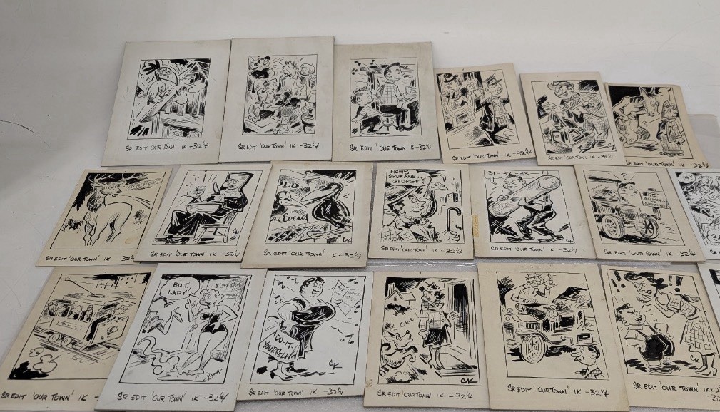 22 Original CK “Our Town” Ink Cartoon Editorial Illustrations Newspaper Art