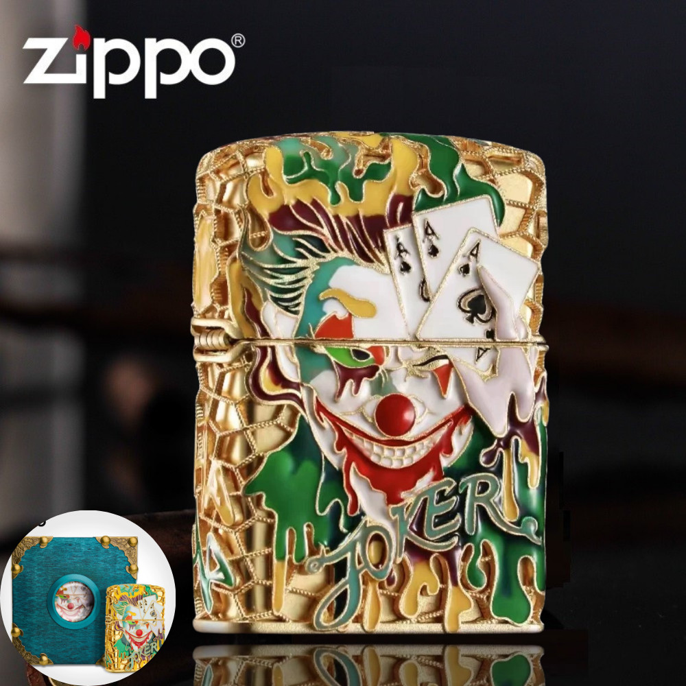 Jacket Gold Illuminous Joker Poker Card Why So Serious Zippo Lighter US Shipping