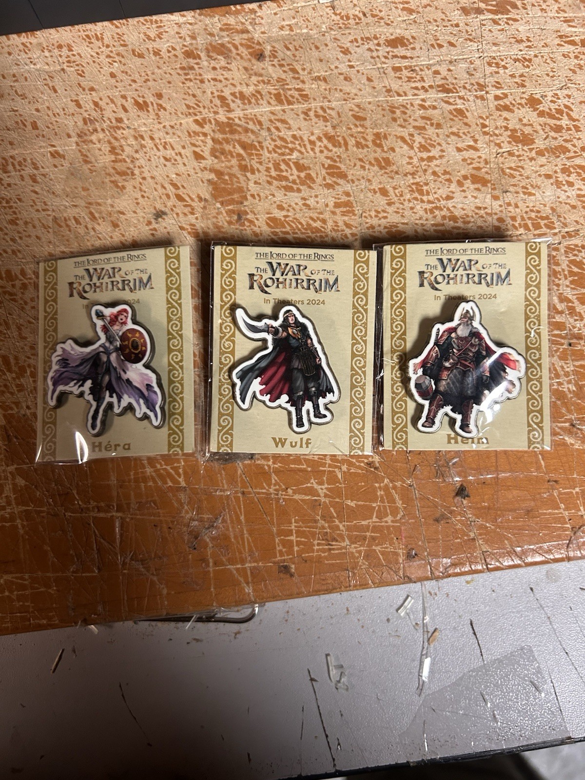 Lord of the Rings The War of Rohirrim 2024 official promo pin Wulf Helm Hera SET