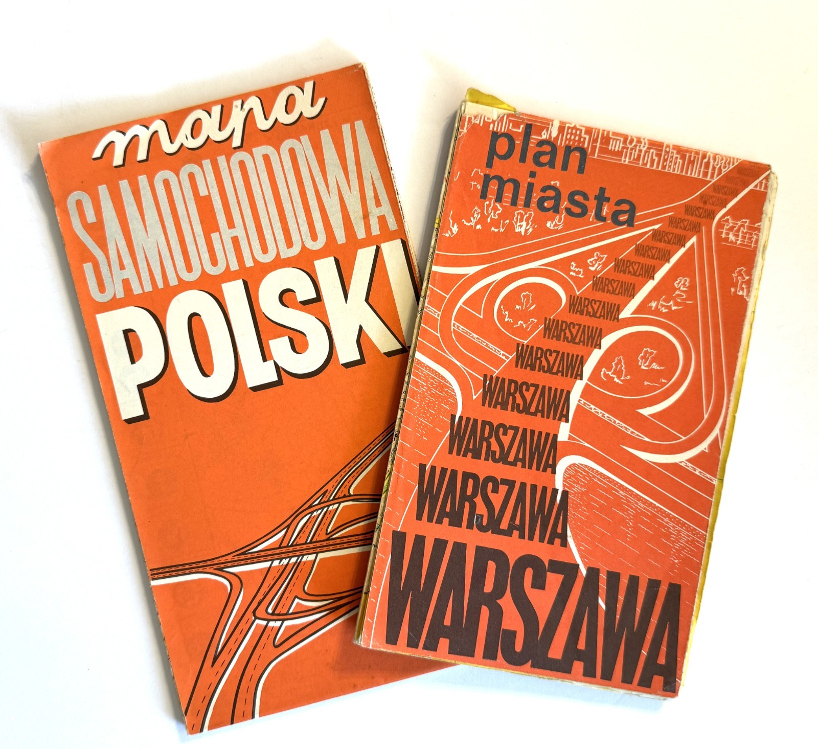 Two Vintage Polish Maps; Mapa Samochodowa Polski & Plan Miasta Warszawa
