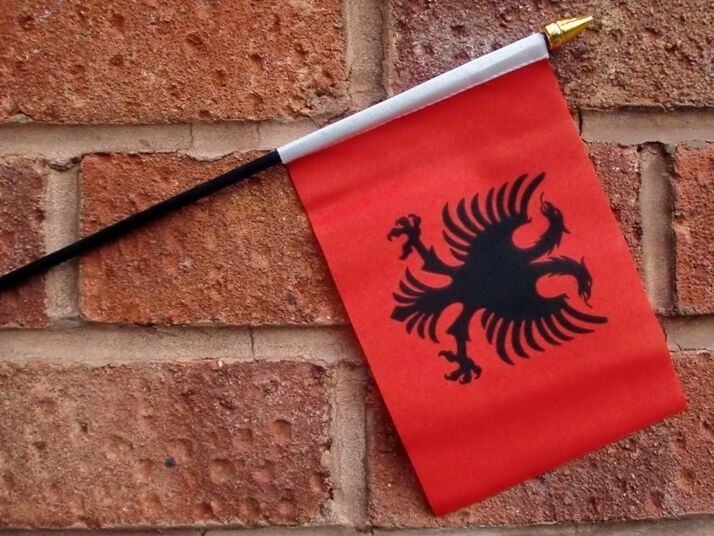 ALBANIA flag PACK OF TEN SMALL HAND WAVING FLAGS ALBANIAN