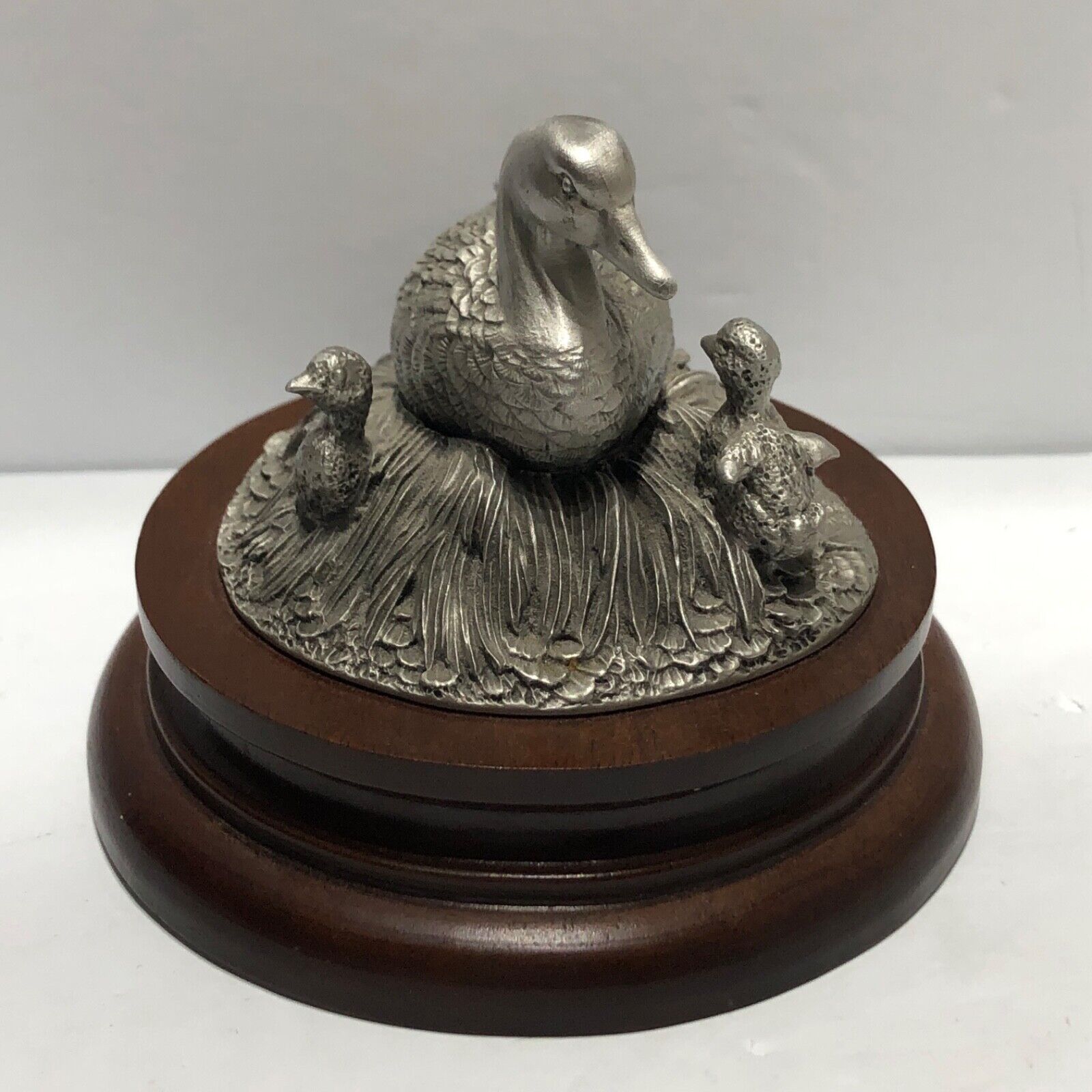 Chilmark Pewter Figurine Canada Goose Goslings Nest 1977 Vintage Collectible