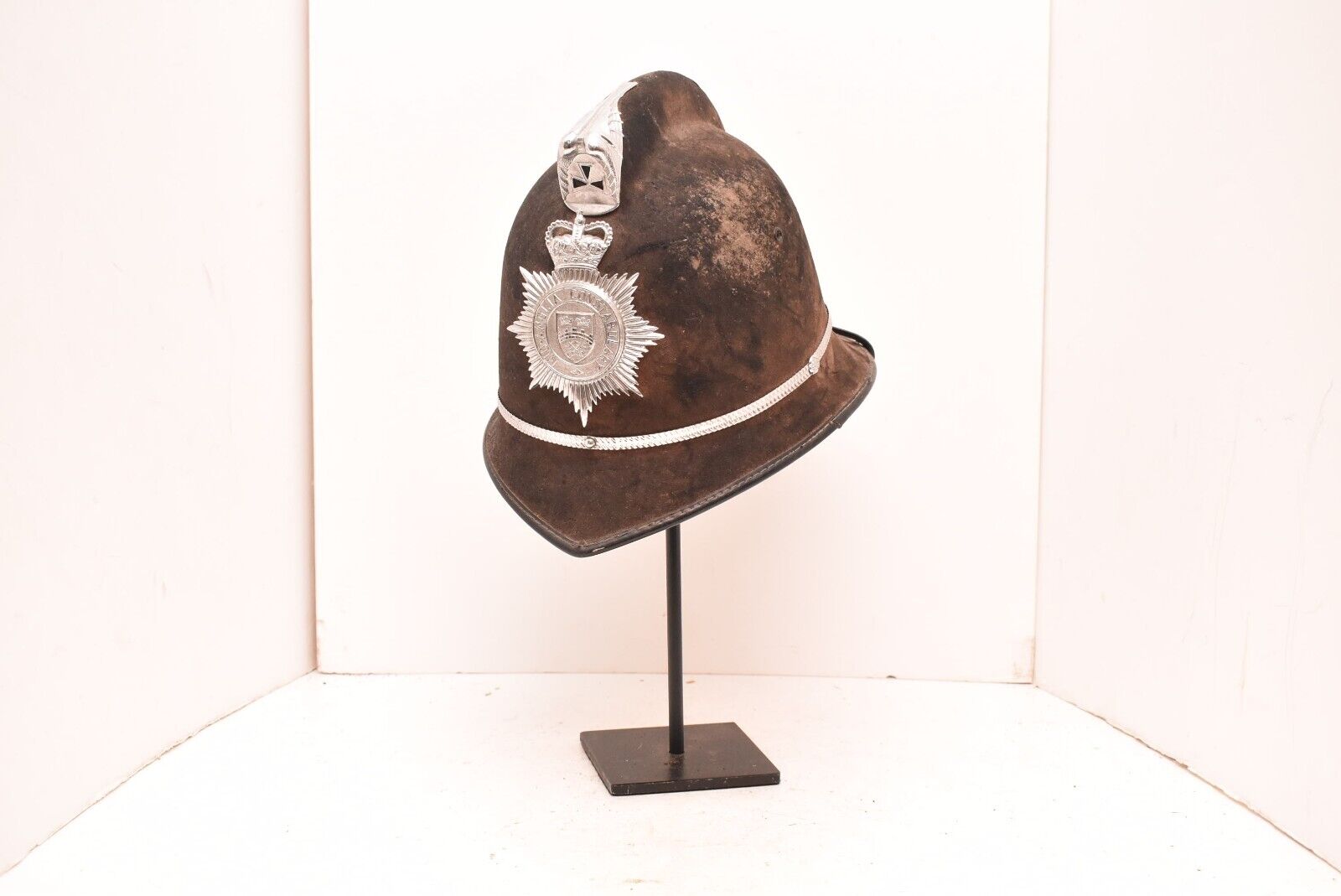 Vintage British Bobby Helmet Hat Mid-Anglia Constabulary Size 6 7/8