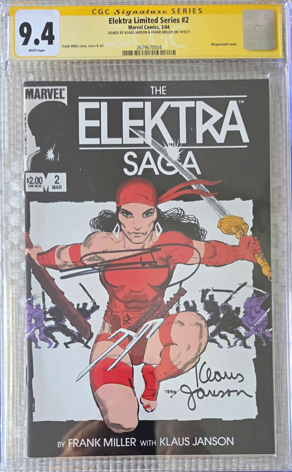 Marvel Elektra Series #2 (1984) CGC 9.4 Signature Series Signed