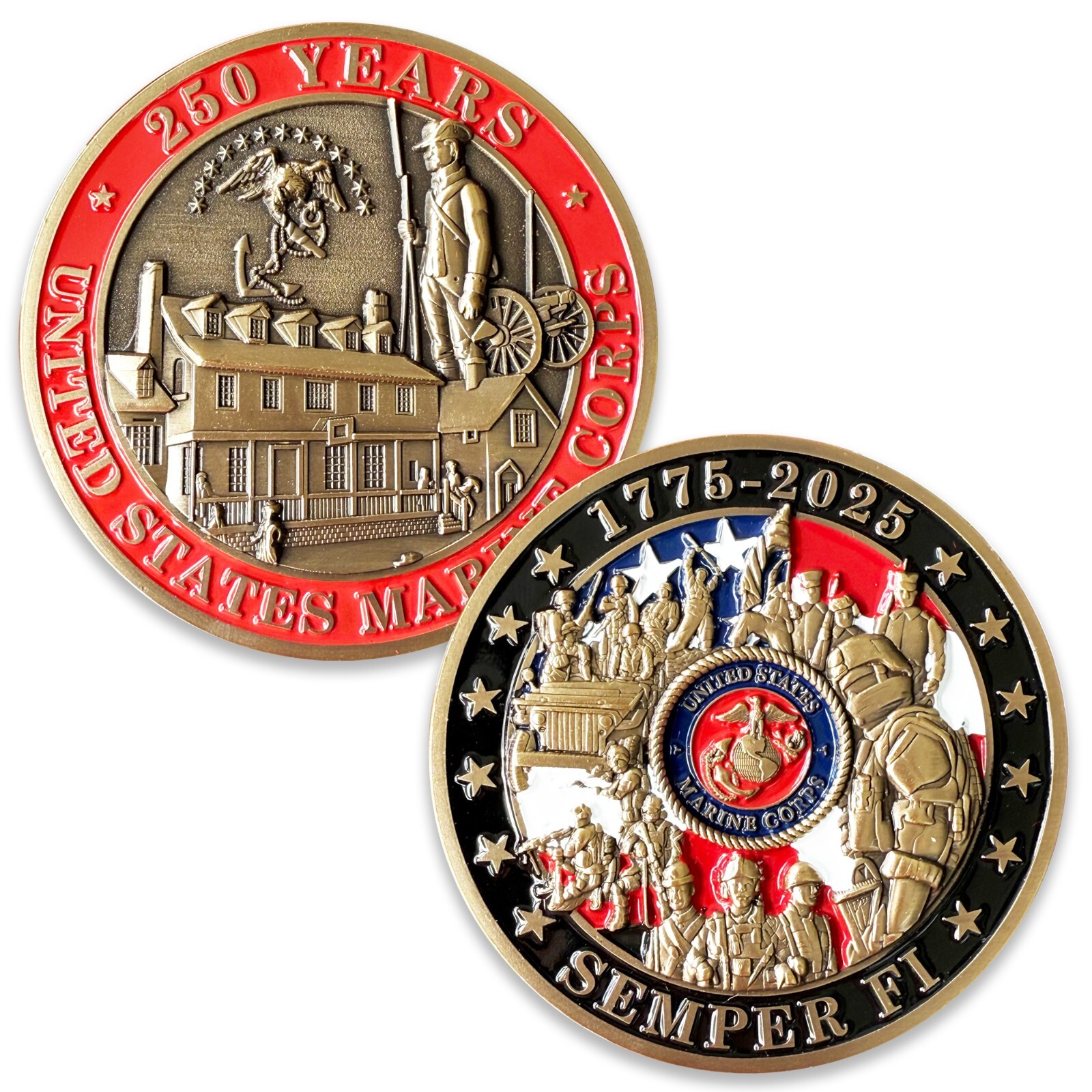 U.S. Marine Corps 250th Anniversary Challenge Coin With Box