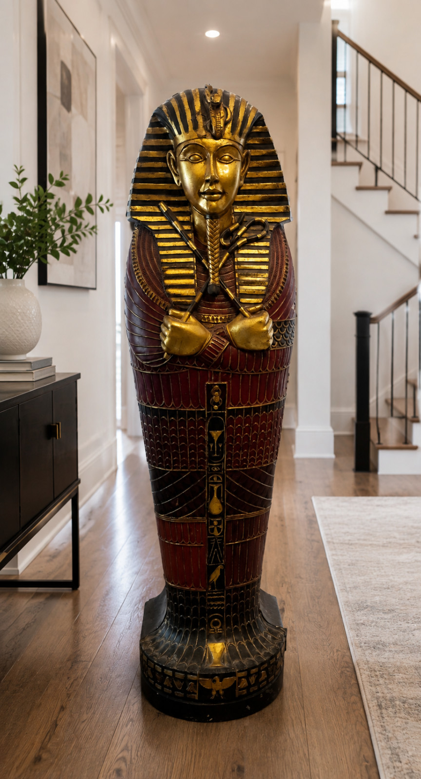 Rare 4ft King Tut Sarcophagus Cabinet – Museum Replica - Collectibles - History