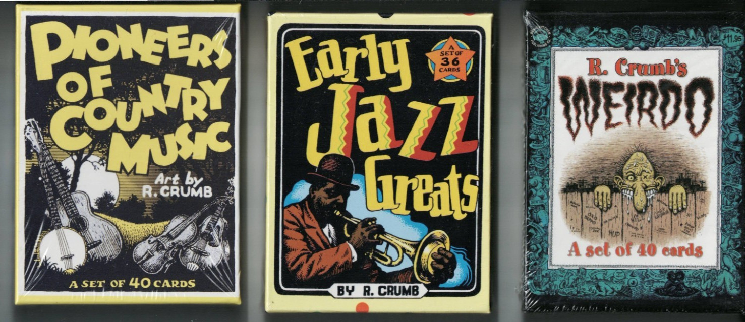 R. CRUMB - SET OF THREE BOXED TRADING CARDS: COUNTRY MUSIC, JAZZ GREATS, WEIRDO R. CRUMB - SET OF THREE BOXED TRADING CARDS: COUNTRY MUSIC, JAZZ GREATS, WEIRDO