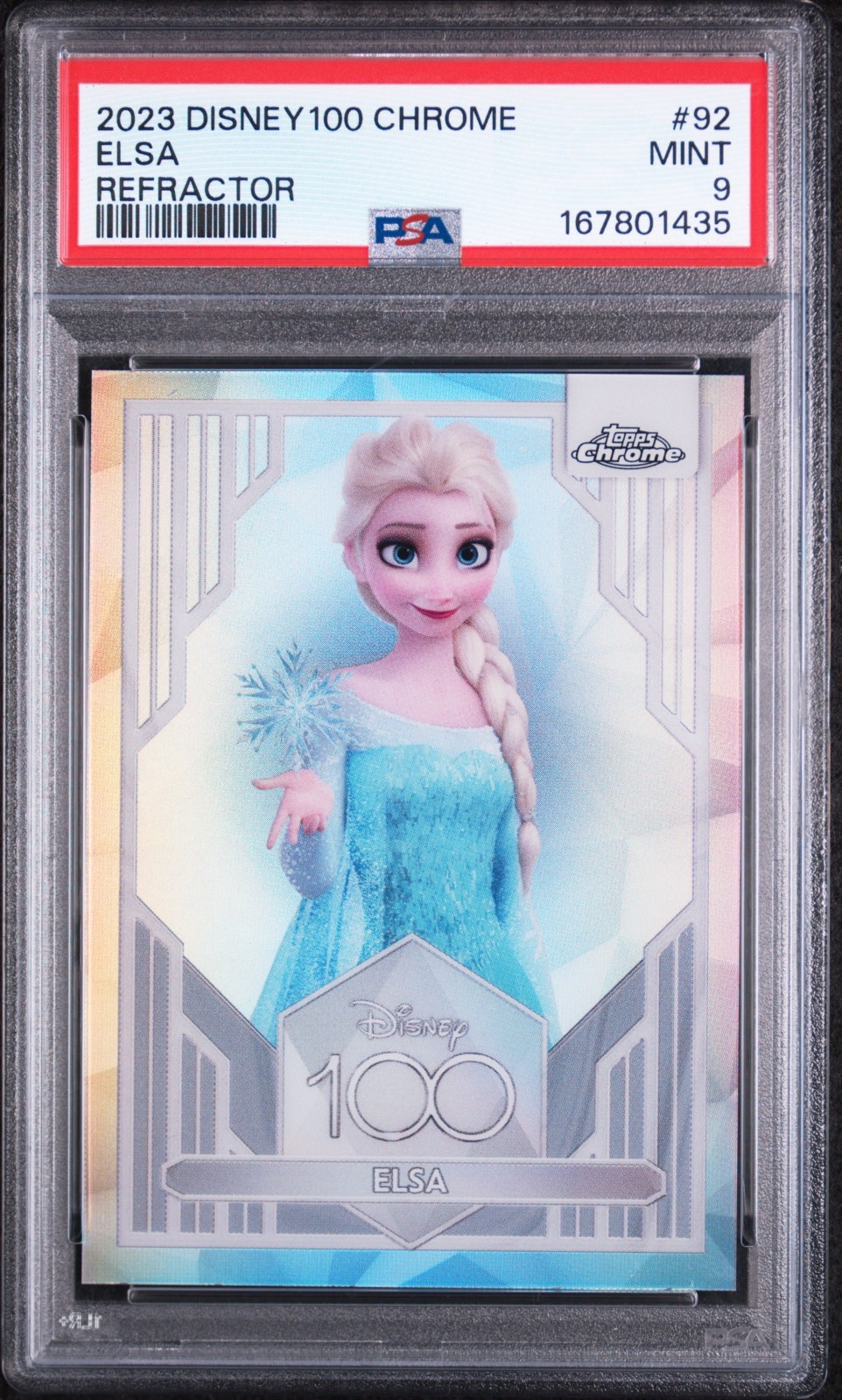 2023 Topps Chrome Disney 100 Elsa Refractor #92 PSA 9 2023 Topps Chrome Disney 100 Elsa Refractor #92 PSA 9