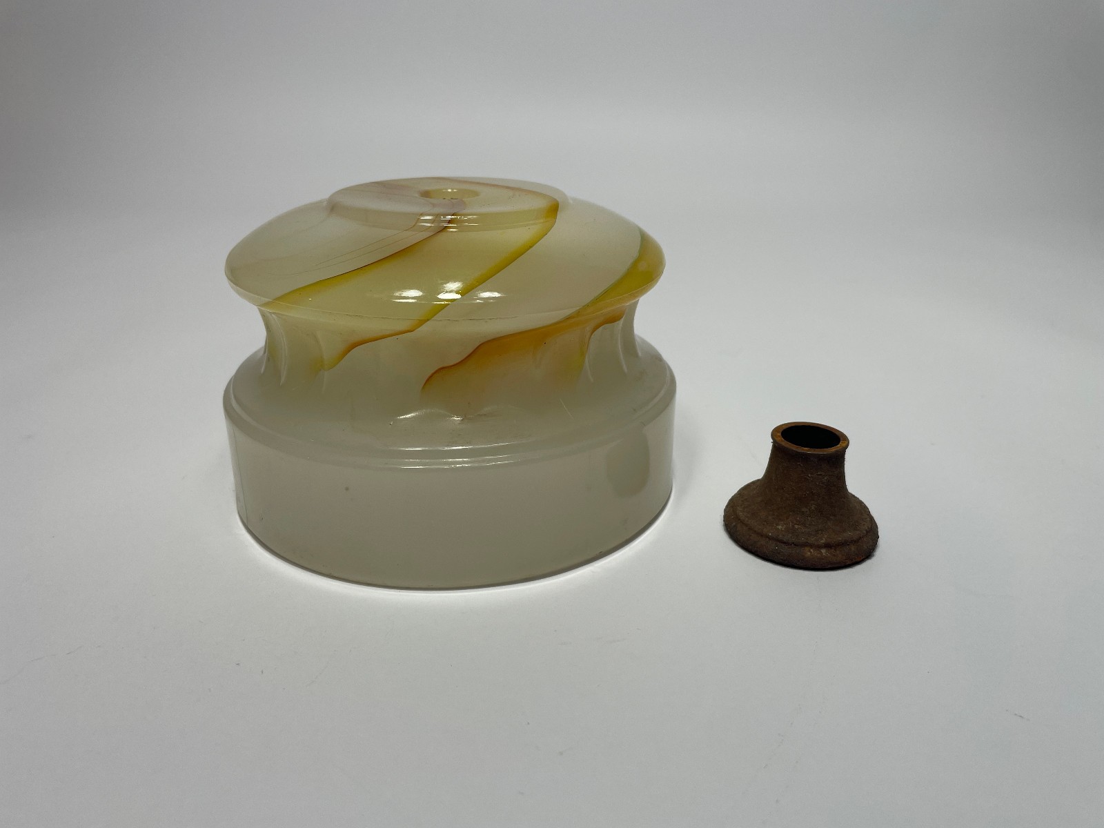 Art Deco Akro Agate Slag Glass Smoking Stand /Lamp Spacer Part  - 5