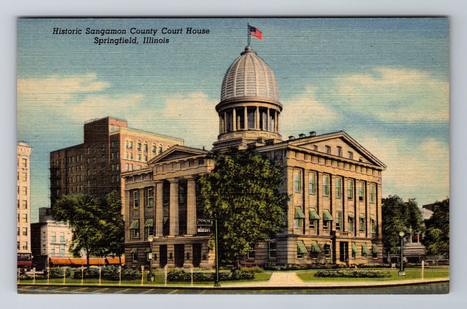 Springfield IL-Illinois, Historic Sangamon County Court House, Vintage Postcard