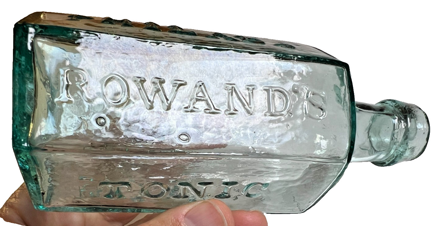 Antique CRUDE 1830s Rowand's Tonic Open Pontil Bottle PHILADELPHIA PENNSYLVANIA