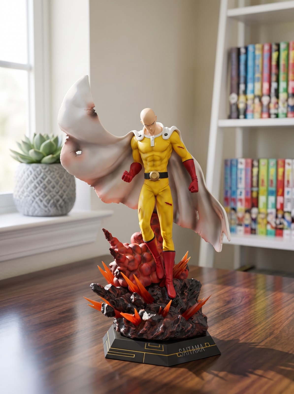 One Punch Man Saitama Figure 40cm Hero Cape Explosion Anime Statue Collectible