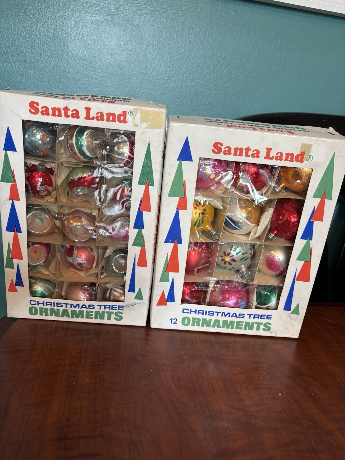 Vtg Santa Land Christmas Tree Ornaments 24 Total