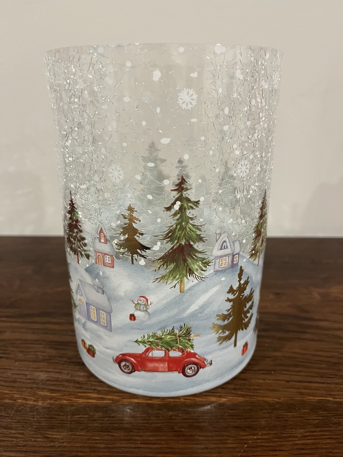 Yankee Candle Christmas Jar Candle Holder With Little Red Buggy and Tree