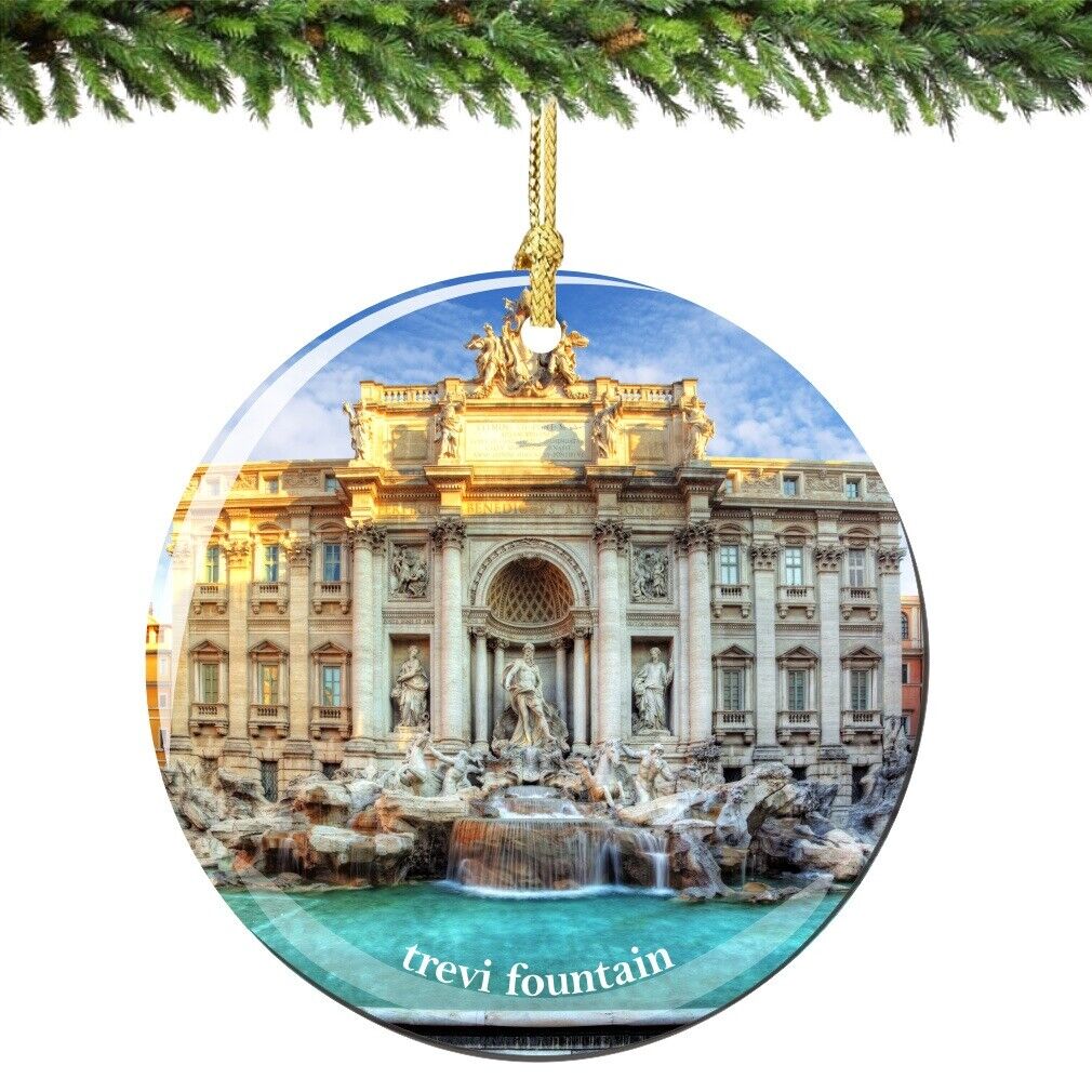 Rome Trevi Fountain Porcelain Ornament - Italy Christmas Souvenir Travel Gift