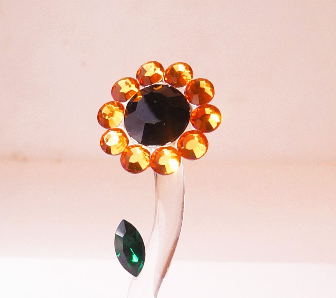 Vintage Glass Baron Miniature Crystal Sunflower Figurine