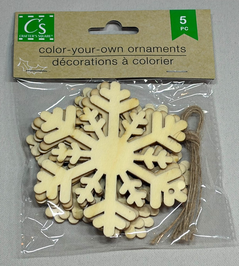 Crafter\'s Square Color-Your-Own Wooden Snowflake Ornaments 5 Count Pack Crafter\'s Square Color-Your-Own Wooden Snowflake Ornaments 5 Count Pack