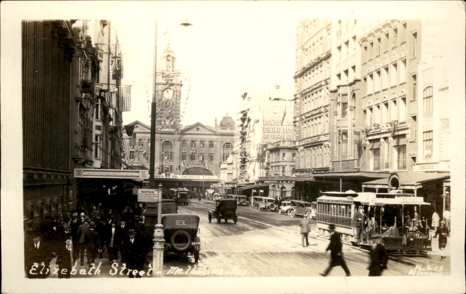 Elizabeth Street Melbourne Australia c1910s Real Photo Vintage Postcard bhn
