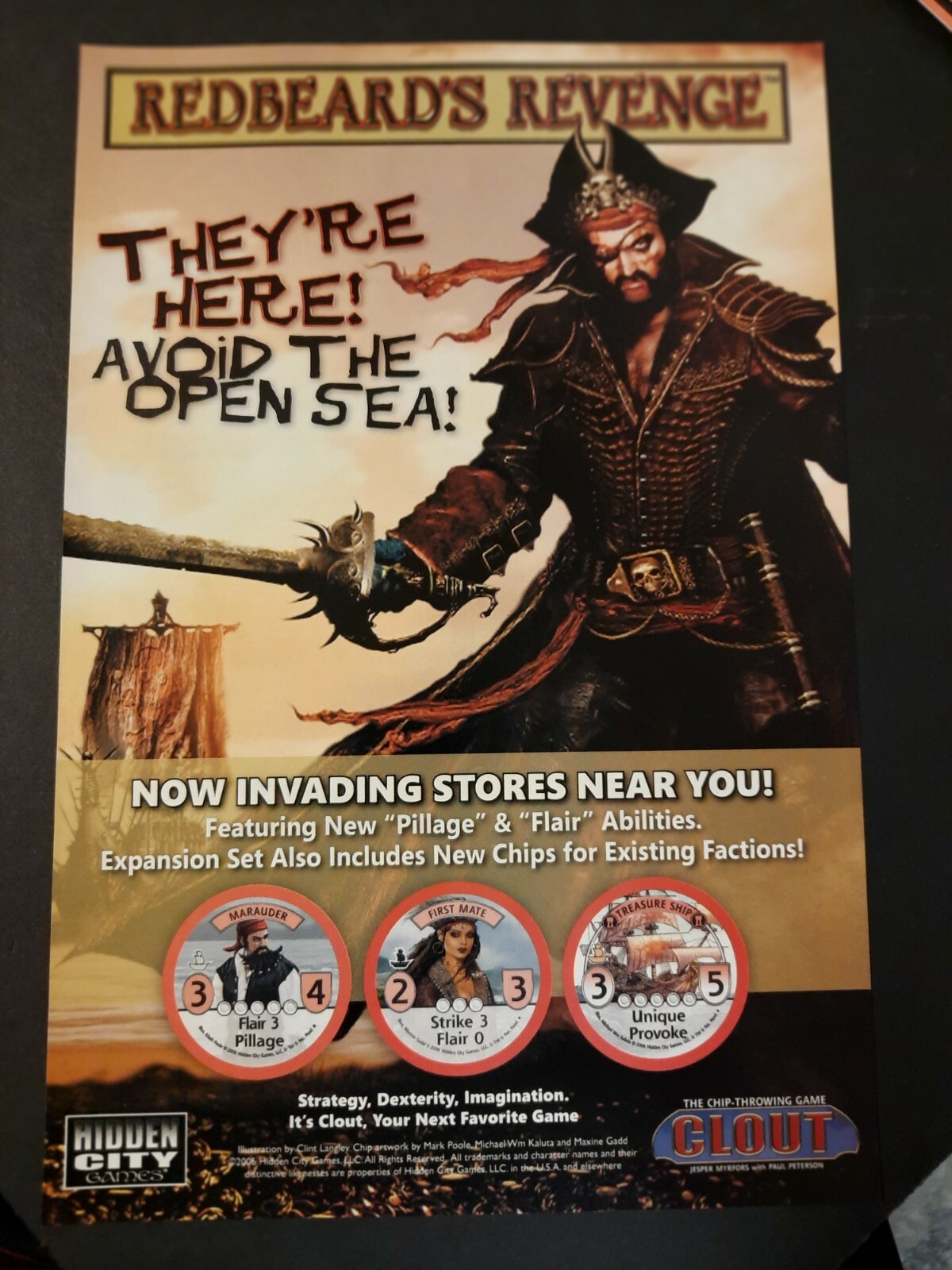 CLOUT FANTASY Redbeard\'s Revenge Expansion ~ Magazine PRINT AD Hidden City Games