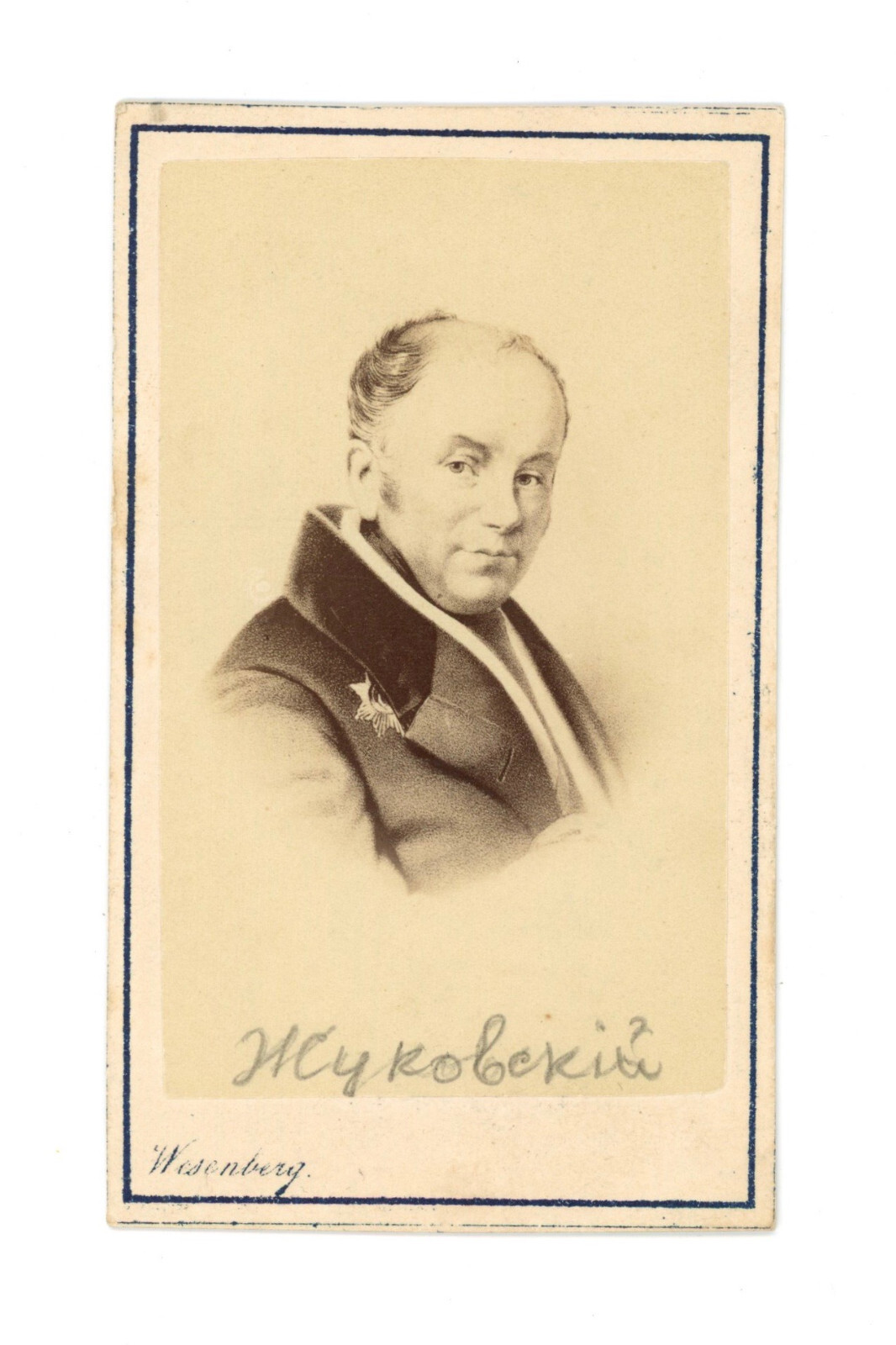 CDV Vasily Zhukovsky Portrait Russian Poet ROMANOV COURT Romantic Movement c1860