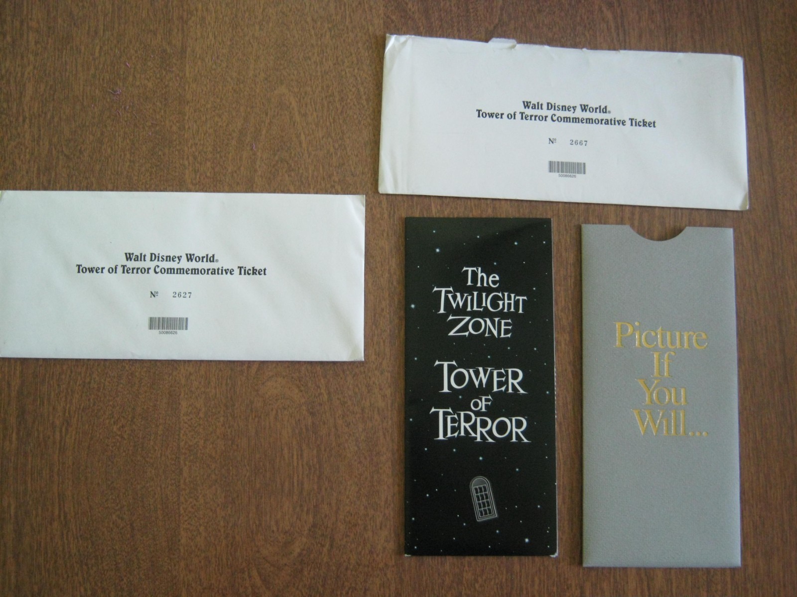Very Rare WDW 2 1994  TwZone Tower of Terror Commemorative Tickets one unopened