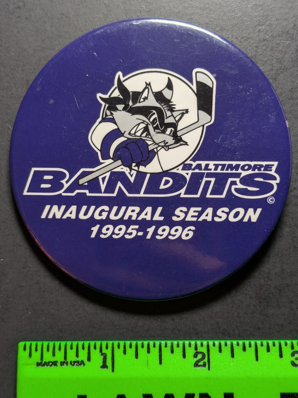 Vintage 1996 Baltimore Bandits Hockey Pinback Pin
